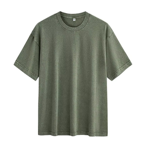 Camiseta lavada pesada Cuello redondo Algodón Oversize Camiseta de manga corta para hombre Camiseta de manga corta Vintage para hombre - Product Image 3