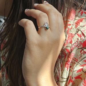 แหวนเงินแท้ประดับพลอยมาลาไคต์สีเขียวขายดี ฝังอย่างประณีต สไตล์ศาสนา เหมาะสำหรับเป็นของขวัญงานแต่งงาน งานหมั้น งานเลี้ยง - Product Image 4