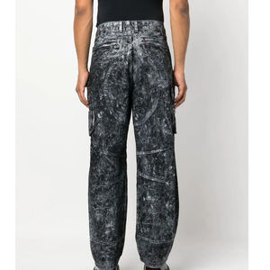 Pantalones Cargo Vaqueros Rectos de Lona con Lavado Ácido para Hombre, Estilo Nuevo 2025, Marca, Casuales, Holgados, Negros, Cintura Media, Transpirables, con Bolsillos Laterales - Product Image 4