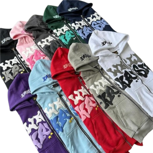 เสื้อฮู้ดซิป 2 ชิ้น แบบทอพิเศษ ยูนิเซ็กซ์ ผ้าฝ้าย 100% ลายพิมพ์ตามสั่ง ระบายอากาศได้ดี เป็นมิตรกับสิ่งแวดล้อม เสื้อสตรีทแวร์สำหรับฤดูใบไม้ร่วง - Product Image 1