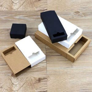 Lote Marrón Negro Blanco Kraft Caja de embalaje de cartón Embalaje Regalo Cajón de papel negro Cajas de regalo Cartón - Product Image 5