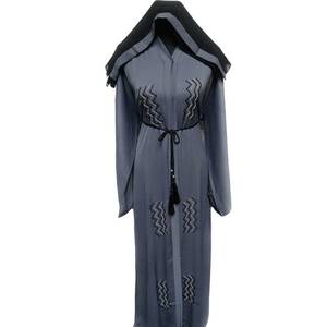 Abaya de prière luxueuse en soie grise, faite à la main, anti-rides, à manches longues, pour femmes, vêtements et accessoires musulmans traditionnels - Product Image 2