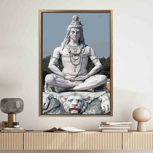 Elegant Hindu Canvas: <b>Shiva</b> Statue Wall <b>Art</b> Print,GOLD FRAMED CANVAS - Product Image 1