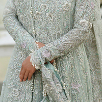 Robes Salwar pour femmes, style pakistanais, dentelle unie, sequins, boutons, vêtements de fête, 2023, Georgette lourde avec broderie
