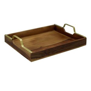 Nouvelle arrivée Plateau en bois et en métal de forme personnalisée Plateau de service de nourriture au design classique pour vente à chaud Plateau en bois au prix le plus bas - Product Image 3