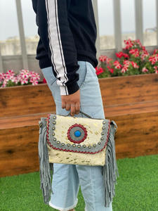 Nuevo bolso de mano con flecos de piel de ante metálico hecho a mano Real, bolso cruzado con estilo occidental, bolso de hombro para mujer, superventas - Product Image 3