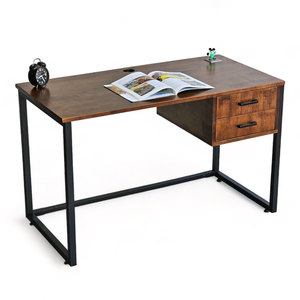 BD68116 Computer Desk with 120x60cm Drawers Rubber Wood and <b>Iron</b> Legs - Product Image 1