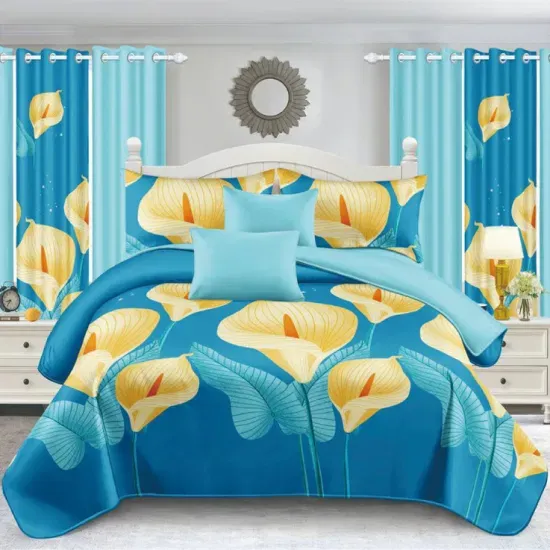 12-Pieces bedding with curtains Bedding Set 12pcs china manufacturer bedsheet with Quilted quilt bed cover