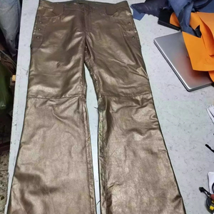 Women's Golden Celebrity Leather Pant <b>Trouser</b> Genuine Sheepskin Custom Made Sexy Ladies Gold Pants - Product Image 1
