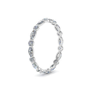 Anillo de Bodas de Diamantes Cultivados en Laboratorio, Corte Marquesa y Redondo Alternos, Oro de 18K, Fabricante Mayorista y Minorista OEM - Product Image 3