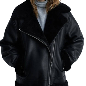 Chaqueta de Cuero de Alta Calidad para Mujer, Elegante, Cómoda, Moderna, Informal, para Calle - Product Image 1