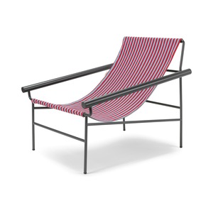 Outdoor Sling Lounge <b>Armchair</b> with Painted Metal Frame and Armrests, Made in Italy - Product Image 2