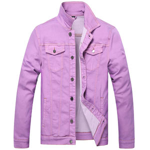 Derniers modèles de vestes en jean pour hommes Vestes en jean couleur claire à manches longues avec logo personnalisé - Product Image 4