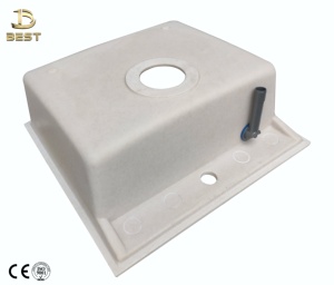 Robinet d'évier de cuisine à un seul bol en quartz noir fait à la main égouttoir en acier inoxydable fabriqué au Vietnam en granit composite simple - Product Image 3