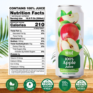 Meilleure vente 100% jus de pomme boisson 500ml boîte sans OGM sans sucre ajouté sans lactose OEM ODM personnalisable bas quantité minimale de commande échantillon gratuit - Product Image 2