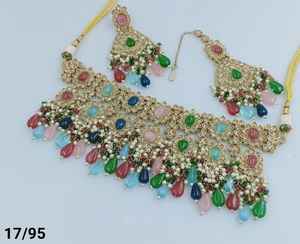 Indan vente en gros 2024 dernière mode traditionnelle plaqué or perle collier ras du cou ensemble pour les femmes - Product Image 4