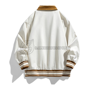 Haute qualité décontracté Lettermen toile veste coupe-vent brodé laine manteau col montant polyvalent hiver Streetwear pour hommes - Product Image 6