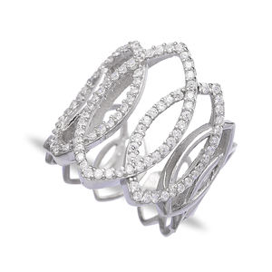 Anillo ajustable de piedra CZ con diseño de patrón ovalado, venta al por mayor, joyería fina para mujer, joyería de plata esterlina 925 a la moda - Product Image 1