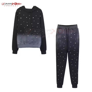 Pullover Women Rhinestone <b>Tracksuit</b> With Decorative Stones And Functional Side Pockets Women Glitter <b>Tracksuit</b> - Product Image 1