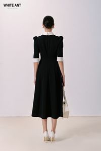 Nouveau design robes pour femmes robe longue Karamat robe trapèze tissu écologique haute couture blanc fabricant du Vietnam - Product Image 3