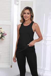 Women's Summer Casual Sleeveless Knitted Tank <b>Tops</b> Crew Neck Loose Fit Flowy Eco-Friendly Breathable Embroidery Appliques - Product Image 3