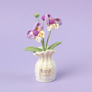 Adornos de Flores Inmortales de Orquídea Mariposa de Lana Tejida a Crochet, Ecológicos y Hechos a Mano, Artesanías Textiles Transfronterizas para Niños - Product Image 3