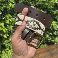 Cinturón de Cuero de Búfalo Argentino Gaucho, Hebilla Cuadrada de Latón Sólido 100%, 35 mm, Estilo Étnico, Casual