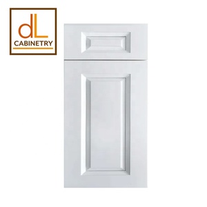 Style américain moderne Glacier blanc surélevé armoires de cuisine en bois massif contreplaqué carcasse entrepôt américain charnière tiroir glissière - Product Image 1