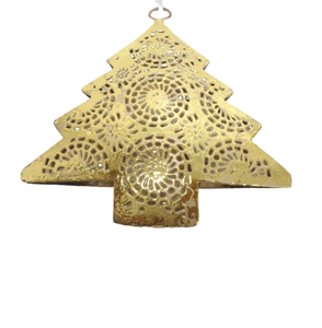 Decoración navideña hecha a mano, hierro soldado con óxido, árbol X Mas, hoja plateada, adorno navideño colgante para decoraciones del hogar - Product Image 6