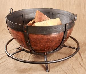 <b>Large</b> iron fire pit with strong metal base and hand finished antique texture for outdoor garden decor - Product Image 6