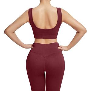 Conjunto Deportivo de Cintura Alta Color Rojo para Mujer, Leggings Levanta Glúteos, Ropa de Gimnasio de Spandex, Shorts de Yoga Sin Costuras, Sujetadores Deportivos de Talla Grande - Product Image 4