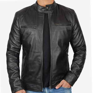 Customized Logo Printed Vintage Premium Quality <b>Men's</b> <b>Leather</b> <b>Jacket</b> with Stand Collar and Stylish Pocket Design <b>jacket</b> for <b>men</b> - Product Image 5