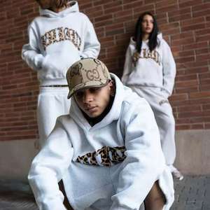 Survêtement en molleton de coton ultra-lourd 500 600 Gsm, doux, avec poche latérale, imprimé léopard, double couche, taille en coton - Product Image 4