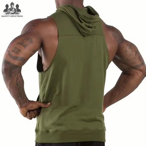 Men's 100% Cotton Sleeveless <b>Hoodies</b> <b>for</b> Workout <b>Gym</b> Fitness-Breathable Eco-Friendly Winter Outdoor Wear - Product Image 3