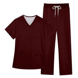 Conjunto de ropa de trabajo de enfermera suave de Color sólido para mujer, uniforme de cuidado de Spa, conjuntos de uniformes de enfermera para Hospital - Product Image 4
