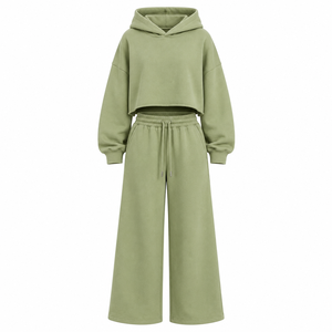 Survêtement oversize à capuche et pantalon large pour femme ONE APEX, vert sauge, en molleton 100 % coton épais à séchage rapide - Product Image 3