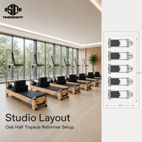Studio Oak Wood Pilates Reformer Half Trapeze Set, commerciële kwaliteit, inclusief core bed, Cadillac en Reformer stoel opties