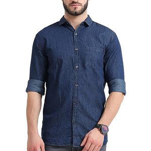 New Arrival Fashion Thin Solid Denim Shirts Spread Collar Pure Cotton Wholesalers of Denim <b>Blue</b> Shirts 2025 Jeans Shirts - Product Image 1