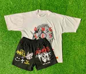 Ensemble chemise et short d'entraînement d'été décontracté pour hommes Logo personnalisé Bloc de couleur unie Design pour l'entraînement - Product Image 1