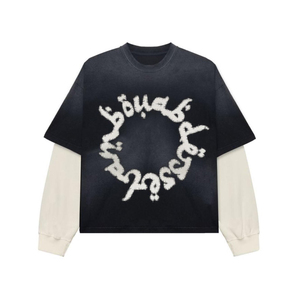 T-shirts à manches doubles imprimés sur mesure en gros, vêtements pour hommes de haute qualité, poids lourd, personnalisables - Product Image 1