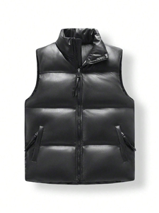 Gilet sans manches pour homme, nouvelle arrivée, respirant, en simili cuir, veste à la taille, rembourrage personnalisé, style décontracté, pour l'hiver - Product Image 6