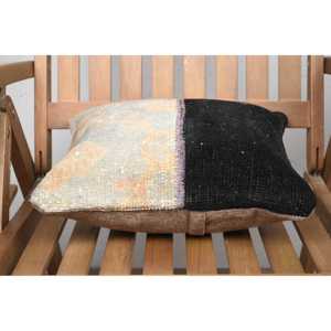 Beige Wool Kantha Patchwork <b>Pillow</b> 14x14 Inch Luxury Vintage Embroidered Fluffy Rustic <b>Throw</b> <b>Pillow</b> for Floor Use - Product Image 5