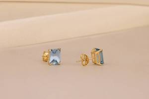 925เงินสเตอร์ลิง18K โกลด์ Vermeil 6x8มม. สี่เหลี่ยมพลอยทับทิมต่างหูสตั๊ดของขวัญเครื่องประดับหินธรรมชาติสำหรับคุณแม่ - Product Image 5