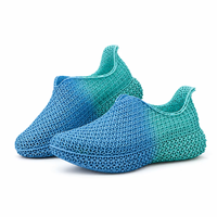 Sepatu Kasual Cetak 3D Gradasi Biru Teal dengan Dinding Samping Berjaring dan Kerah Slip-On untuk Pengadaan Alas Kaki