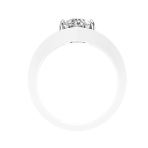 Bagues de fiançailles en moissanite en grappe, taille poire, or blanc massif 14 carats, cadeau de luxe pour fête, alliance avec sertissage à griffes - Product Image 4