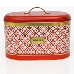 178x338x200mm fond rouge boîte à pain sans couture motif conception lignes géométriques 9.8L métal conteneur de stockage des aliments métal - Product Image 2