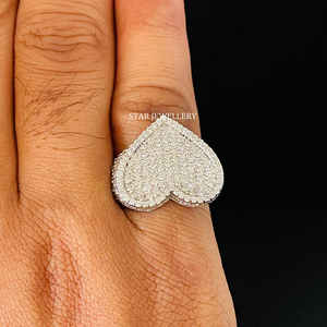 แหวนหัวใจแนวฮิปฮอปประดับเพชรสีเงินแท้925 10K ชุบโรสโกลด์สำหรับคริสเตียนคลาสสิก VVS - Product Image 3