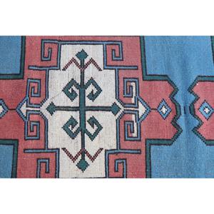 Alfombra Turca de 3.1x4.9 pies (95x148 cm), Alfombra Vintage Azul Sólido - Product Image 5