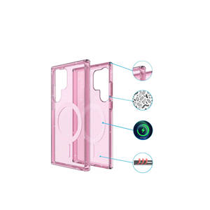 Funda de Silicona Transparente con Purpurina Compatible con MagSafe para Samsung Galaxy S23 Ultra, Netzy Safa Allstar, Cubierta Trasera de Lujo - Product Image 4