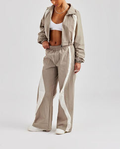 Conjunto Deportivo de Invierno para Mujer, Chaqueta Cortavientos con Capucha y Cremallera, Pantalones Holgados, Estilo Urbano, Transpirable, Ligero, de Algodón, con Encaje, Hecho a Medida - Product Image 4